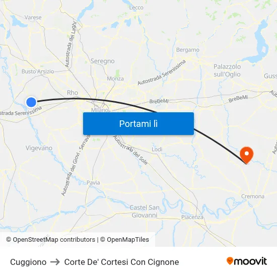 Cuggiono to Corte De' Cortesi Con Cignone map