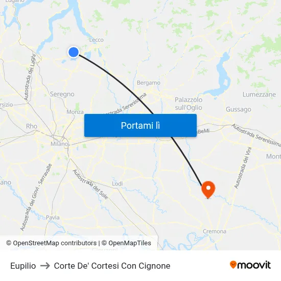 Eupilio to Corte De' Cortesi Con Cignone map