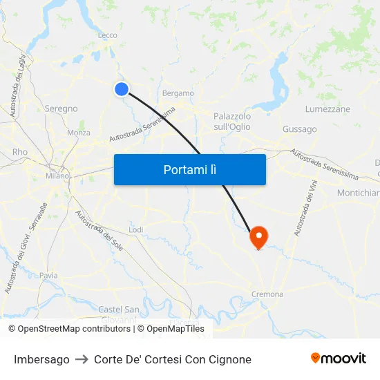 Imbersago to Corte De' Cortesi Con Cignone map