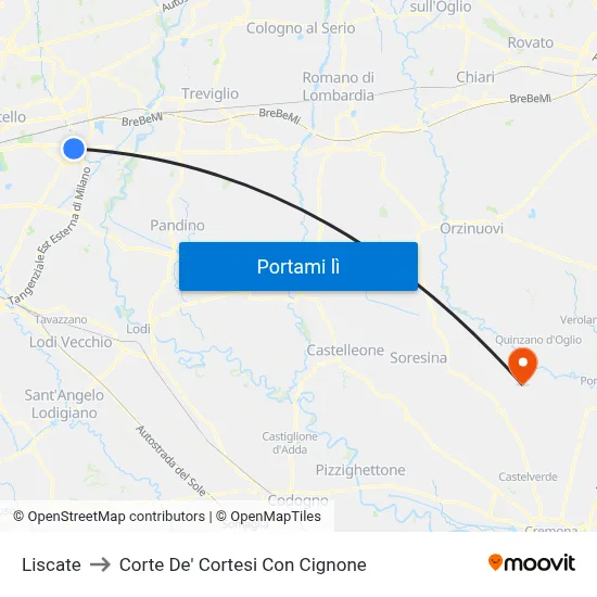 Liscate to Corte De' Cortesi Con Cignone map