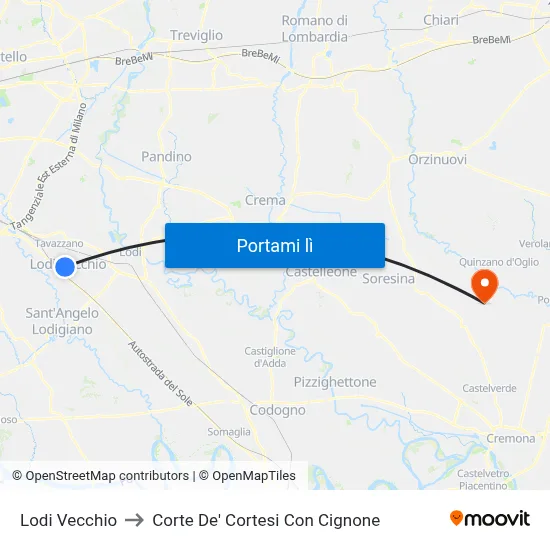 Lodi Vecchio to Corte De' Cortesi Con Cignone map
