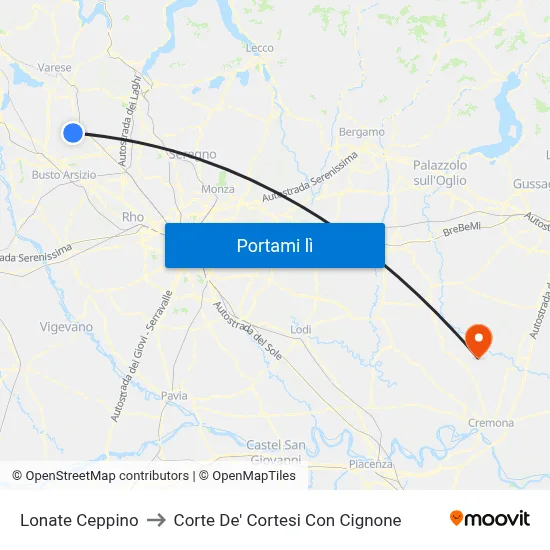 Lonate Ceppino to Corte De' Cortesi Con Cignone map