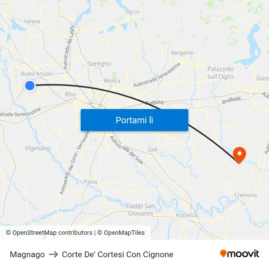 Magnago to Corte De' Cortesi Con Cignone map