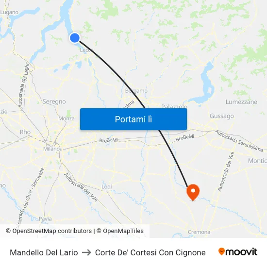 Mandello Del Lario to Corte De' Cortesi Con Cignone map