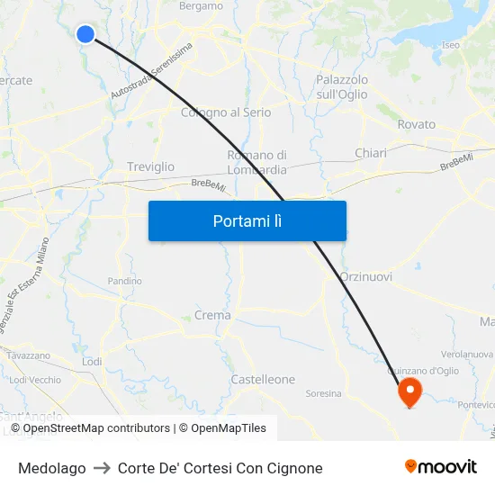 Medolago to Corte De' Cortesi Con Cignone map