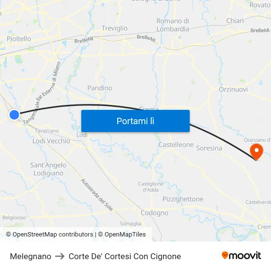 Melegnano to Corte De' Cortesi Con Cignone map