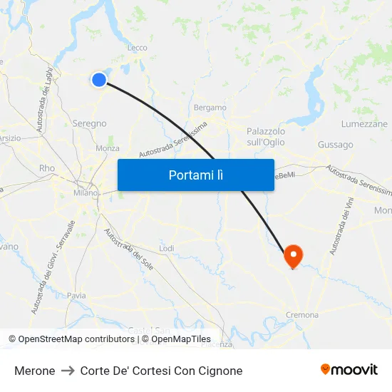 Merone to Corte De' Cortesi Con Cignone map