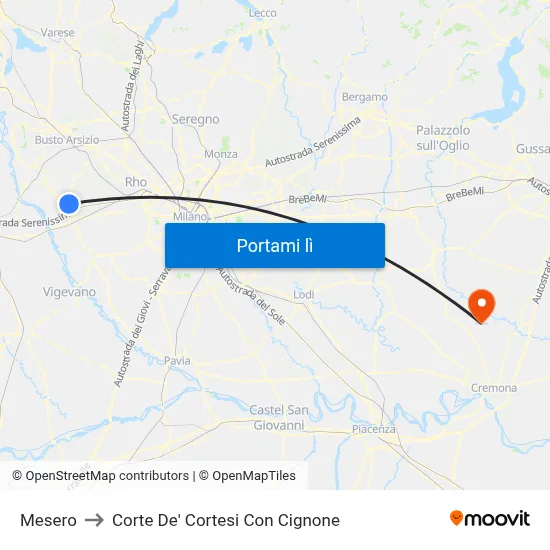 Mesero to Corte De' Cortesi Con Cignone map