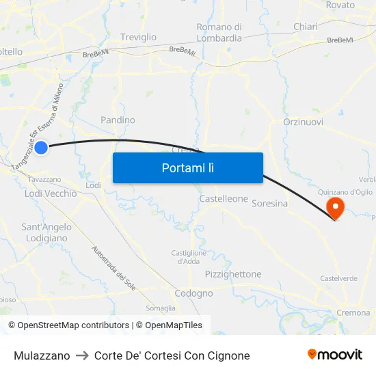 Mulazzano to Corte De' Cortesi Con Cignone map