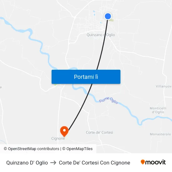 Quinzano D' Oglio to Corte De' Cortesi Con Cignone map