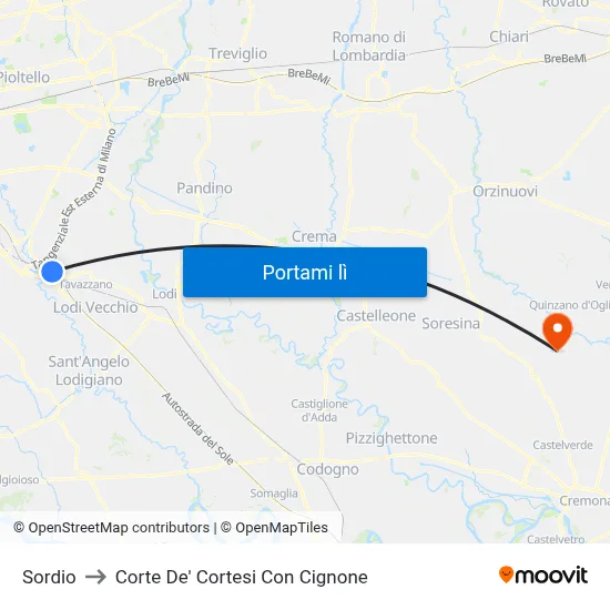 Sordio to Corte De' Cortesi Con Cignone map
