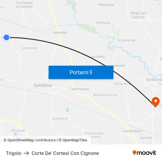 Trigolo to Corte De' Cortesi Con Cignone map