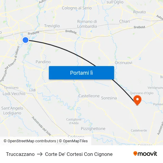 Truccazzano to Corte De' Cortesi Con Cignone map