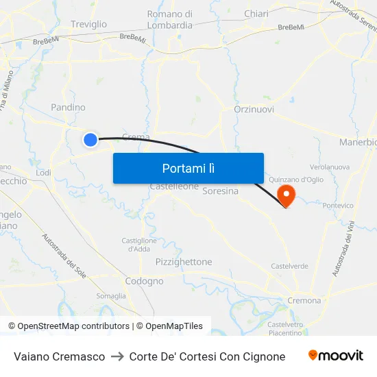 Vaiano Cremasco to Corte De' Cortesi Con Cignone map