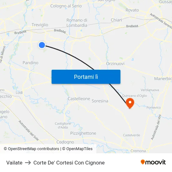 Vailate to Corte De' Cortesi Con Cignone map