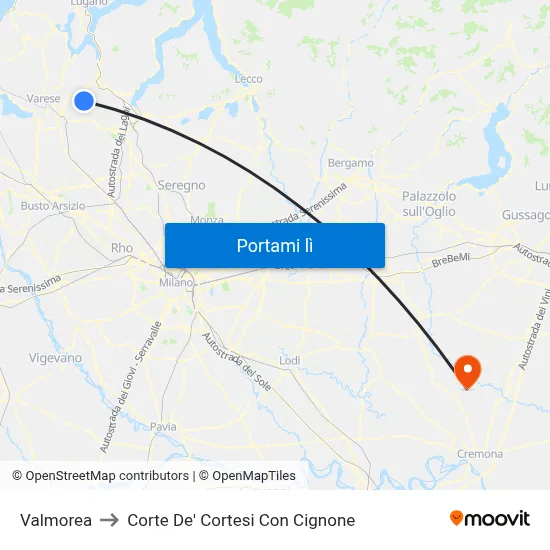 Valmorea to Corte De' Cortesi Con Cignone map