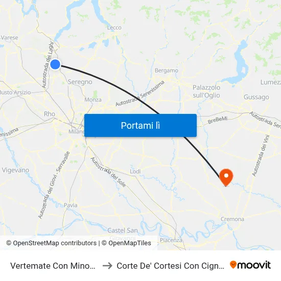 Vertemate Con Minoprio to Corte De' Cortesi Con Cignone map