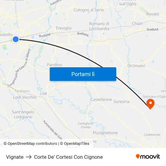 Vignate to Corte De' Cortesi Con Cignone map