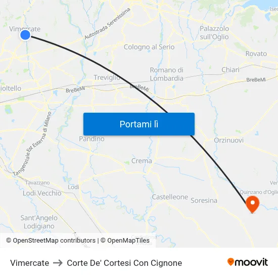 Vimercate to Corte De' Cortesi Con Cignone map