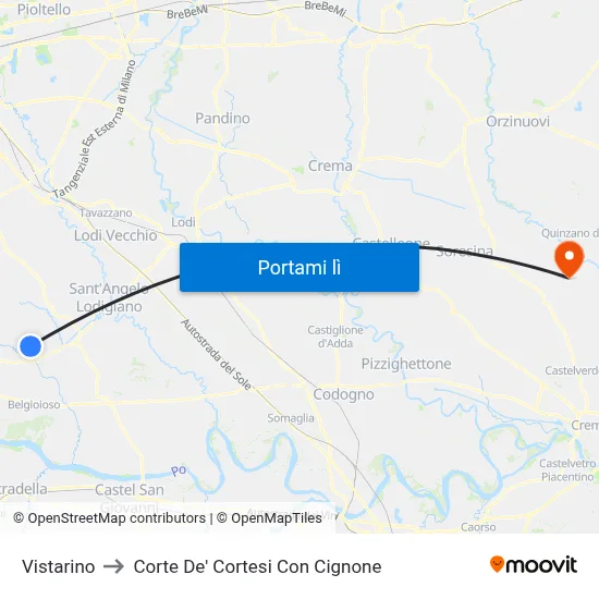 Vistarino to Corte De' Cortesi Con Cignone map