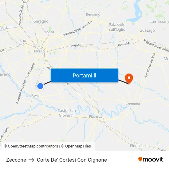 Zeccone to Corte De' Cortesi Con Cignone map