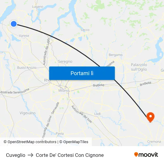 Cuveglio to Corte De' Cortesi Con Cignone map