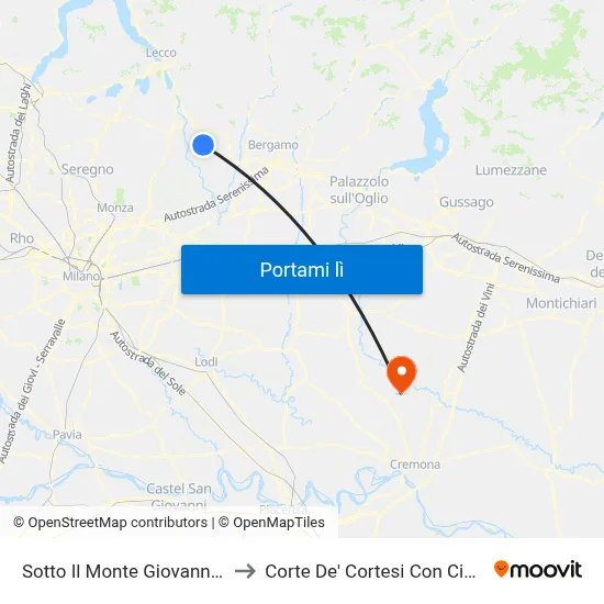 Sotto Il Monte Giovanni Xxiii to Corte De' Cortesi Con Cignone map