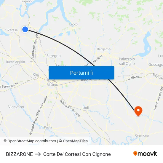 BIZZARONE to Corte De' Cortesi Con Cignone map