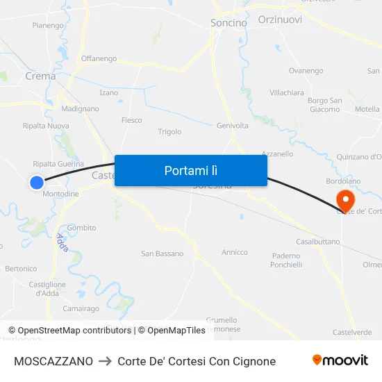 MOSCAZZANO to Corte De' Cortesi Con Cignone map
