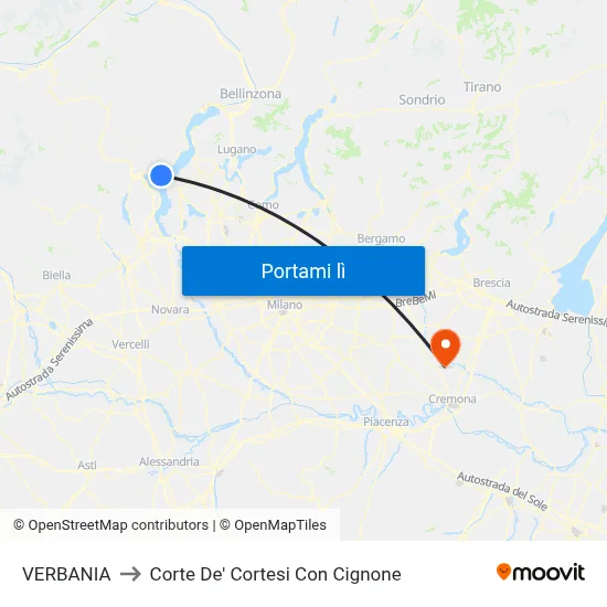 VERBANIA to Corte De' Cortesi Con Cignone map