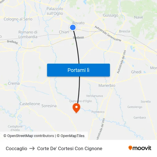 Coccaglio to Corte De' Cortesi Con Cignone map