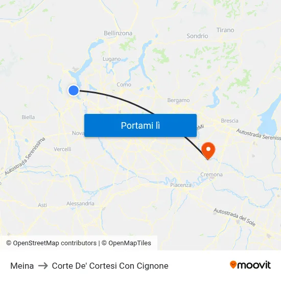 Meina to Corte De' Cortesi Con Cignone map