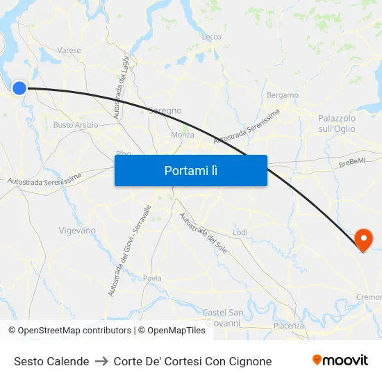 Sesto Calende to Corte De' Cortesi Con Cignone map