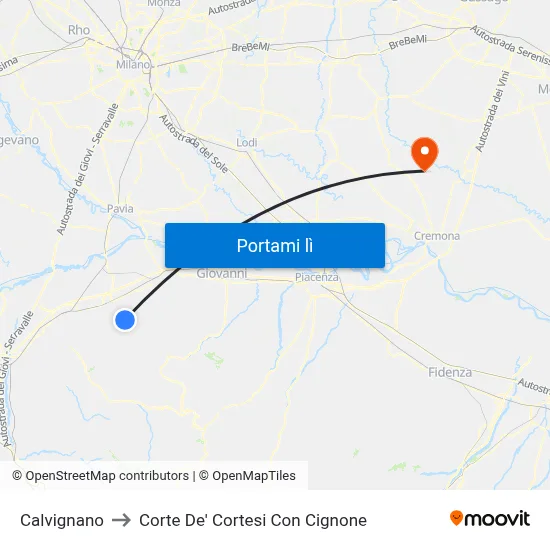 Calvignano to Corte De' Cortesi Con Cignone map