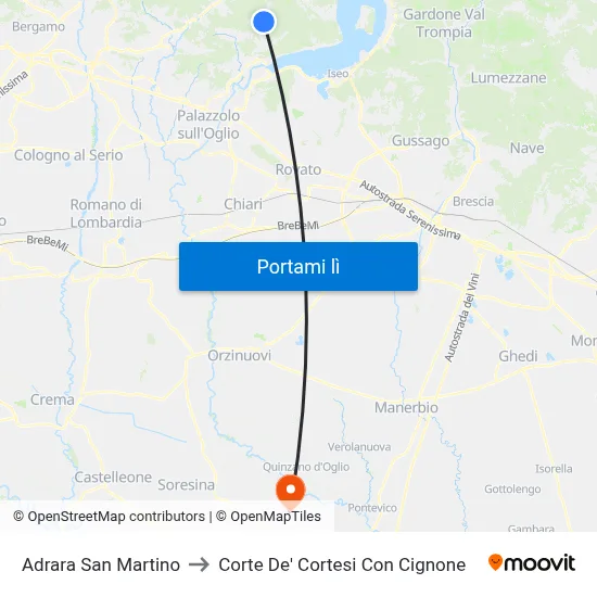 Adrara San Martino to Corte De' Cortesi Con Cignone map