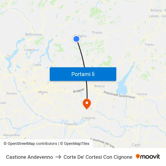 Castione Andevenno to Corte De' Cortesi Con Cignone map