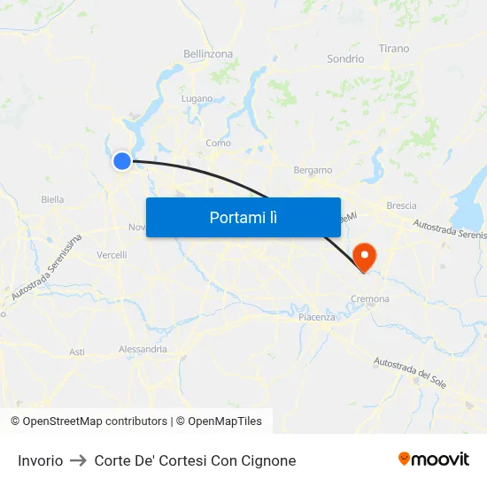 Invorio to Corte De' Cortesi Con Cignone map