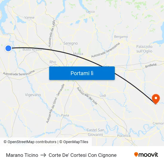 Marano Ticino to Corte De' Cortesi Con Cignone map