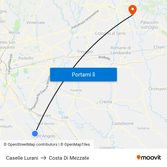 Caselle Lurani to Costa Di Mezzate map