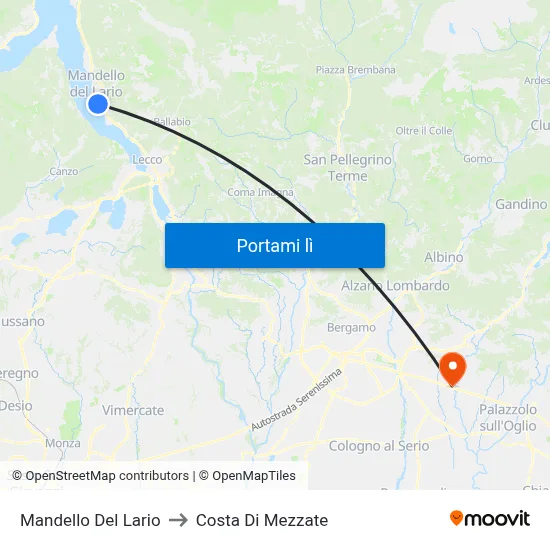 Mandello Del Lario to Costa Di Mezzate map