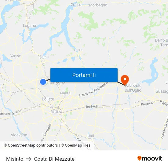 Misinto to Costa Di Mezzate map