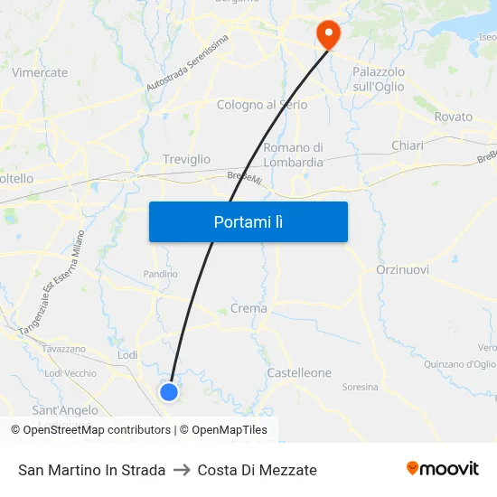 San Martino In Strada to Costa Di Mezzate map