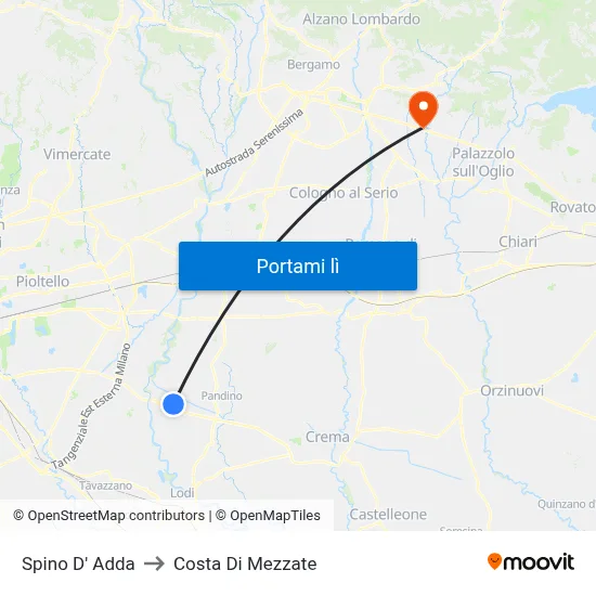 Spino D' Adda to Costa Di Mezzate map