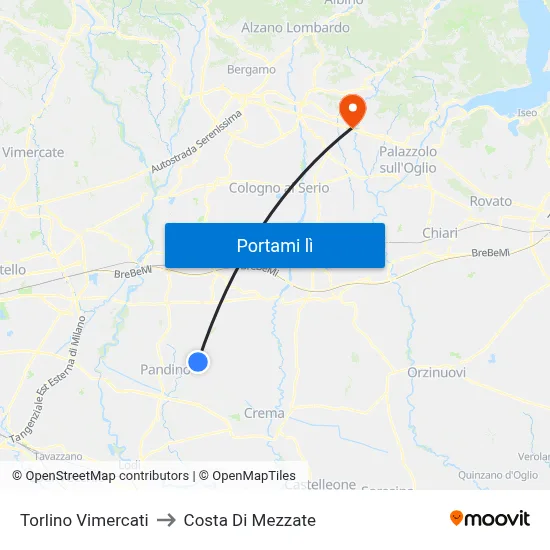 Torlino Vimercati to Costa Di Mezzate map