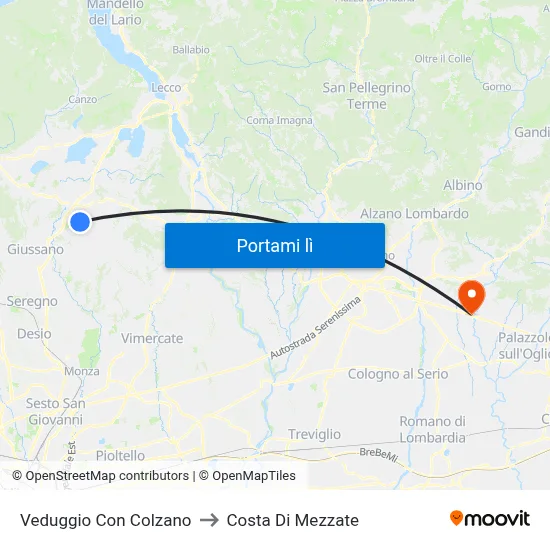 Veduggio Con Colzano to Costa Di Mezzate map