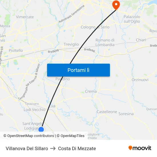 Villanova Del Sillaro to Costa Di Mezzate map