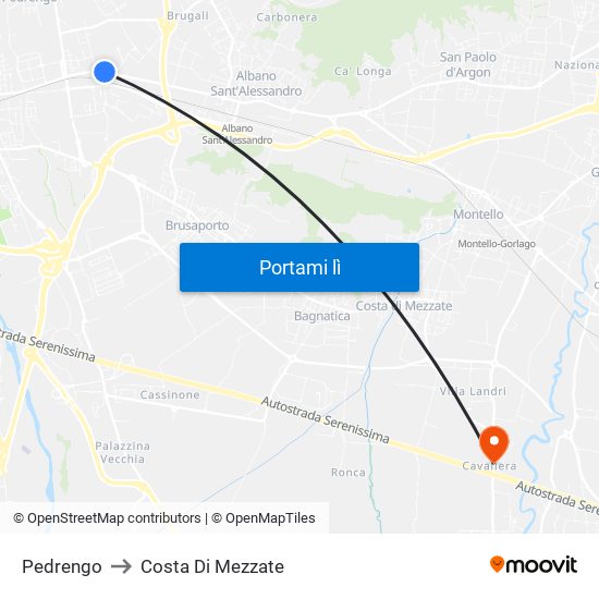 Pedrengo to Costa Di Mezzate map
