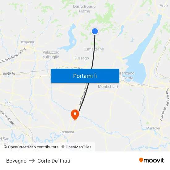 Bovegno to Corte De' Frati map