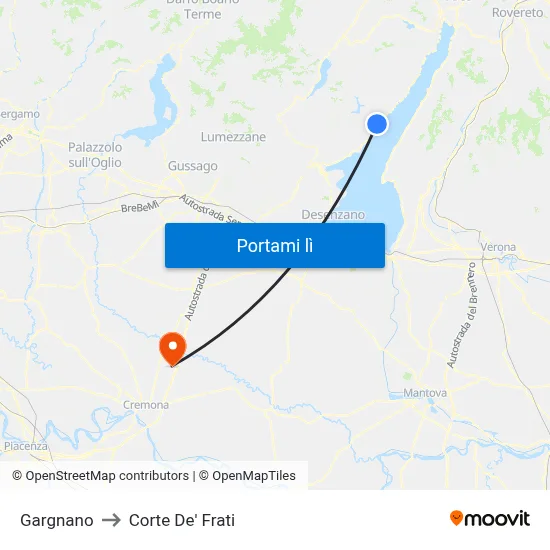 Gargnano to Corte De' Frati map