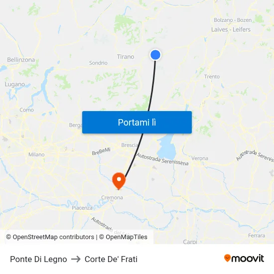 Ponte Di Legno to Corte De' Frati map